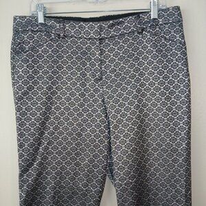ZAC AND RACHEL PANTS. GEOMETRIC FLORAL , BLACK AND SILVER, STRETCH, SIZE 10